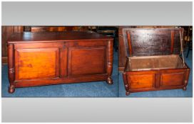 Mahogany Lift Up Lid Bedding Box, With Two Panels To The Front and Half Side Pillars To The