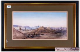 Conrad Hector Rafaele Carelli 1869-1956. A View of Cairo From The Desert. c.1910. Watercolour,