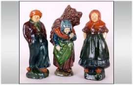 Dutch 19th Century Rare and Unusual Hand Painted and Glazed Terracotta Pottery Figures, Various
