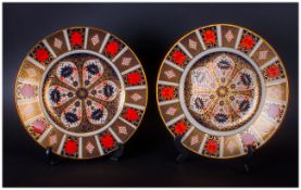 Royal Crown Derby Pair of Imari Pattern Cabinet Plates. pattern number 1128. Dates 1978. Each 10.5