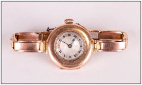 Ladies Art Deco 9ct Gold Cased Wrist Watch with Integral 9ct Gold Bracelet. Fully Hallmarked 24.7