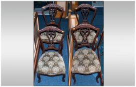 Part Salon Suite comprising three mahogany chairs with Acanthus carved back rest and scroll splat,