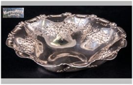 Edwardian Mappin & Webb Silver Dish with floral & fruit decoration. Hallmark Sheffield 1908, 5.5''