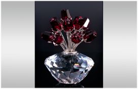 Swarovski S.C.S Cut Crystal Jubilee Edition Figure Vase of Roses. 7400 200 204 283 394. Designer