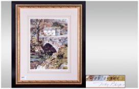 Judy Boyes Framed Limited Edition Coloured Print. Mounted and behind glass. Titled 'Spring at