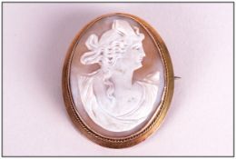 Antique 9ct Gold Mounted Shell Cameo Hallmark Birmingham 1915, fully hallmarked 2.25'' in height.