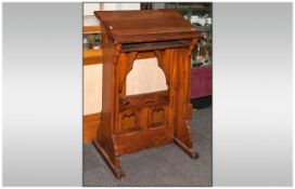 Victorian Pine Church Lectern. In the Gothic Style with a slanted top, 45 inches high, 29 inches