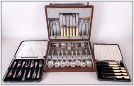 Boxed Canteen Of Cuttlery together with two cased sets of fish knives & forks. (3)