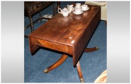 Regency Breakfast Table on brass claw castor feet. On tripod base. 39 inches wide, 28 inches high