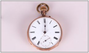 14 kt Gold Cased Open Faced Pocket Watch. Marked 14 kt. A/F. Total Weight 57.6 grams.