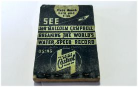 Malcolm Campbell Water Speed Record Flick Book, an original copy, published by Castrol, c1937,