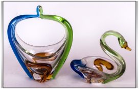 Studio Art Glass Two Murano Coloured Bowls.