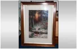 Joseph Farquharson Framed Coloured Print Mounted Behind Glass titled 'Through The Forest' From an