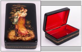 'The Kiss' Exquisite Hand Painted, High Quality Russian Lacquer Table Box featuring a young romantic