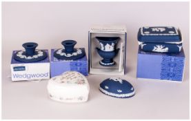 Wedgwood Portland Blue Collection of Five Assorted Pieces. Original boxes.