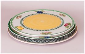 Villeroy and Boch Round Cake Platters comprising French Garden Fleurence and Basket. 12 inches in