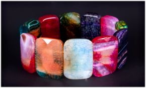 Multicolour Faceted Agate Bracelet, the faceted rectangular agate stones, dyed with strong colours