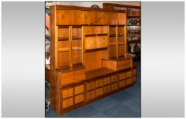 Contemporary Teak Display Cabinet with Secretaire Centre.