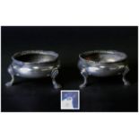 George III Pair of Silver Salts Raised on Spade Feet. Hallmark London 1780. Makers Mark I. M ,