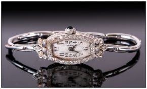 Art Deco Ladies Platinum And Diamond Set Cocktail Wristwatch with integral platinum expanding