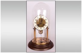 Vintage Anniversary Clock with Glass Dome. Height 12 Inches.