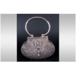 A Very Fine 19th Century Silver Handbag with impressive pierced & openwork decoration. Marked