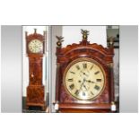 A 13 Inch Round White Dial Mahogany Longcase 8 Day Clock, early 19thC. Three original brass