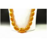 Vintage Graduated Bead Necklace, Orange Marbled Beads, Gilt Screw Clasp, Length 30 Inches