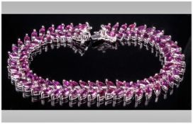 Rhodolite Garnet Marquise Cut Bracelet, 27.5cts of the berry colour rhodolite variety of garnet in