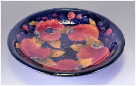 William Moorcroft Signed Shallow Bowl ' Pomegranate and Berries 'Restoration to a Section of Rim