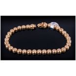 18ct Gold & Diamond Bracelet set with pavee round diamonds. Marked 18ct. Diamond weight 2ct. 7.5''