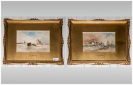 Thomas Bush Hardy 1842-1897 Pair Of Watercolour Sea Scape's. Titles 'A Stormy Day Of Boulogne'