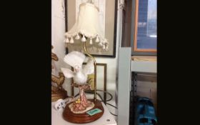 Lamp with Ceramic Dove Underneath.