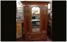 Wooden Wardrobe With Mirror and Drawer.