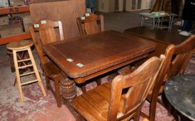 Extending Solid Wood Table with 4 Chairs