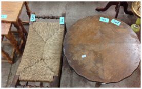 Round Table Wooden Oblong Stool Woven Seat.