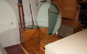 Old Glass Wood Dressing Table with Large Mirror