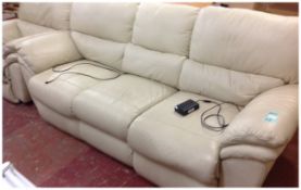 Large Three Seat Leather Reclining Sofa & Large Leather Reclining Chair.
