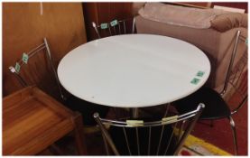 White Dining Table & Four Metal Chairs.