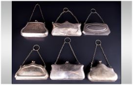 Victorian and Edwardian Good Collection of Silver Plated Ladies Purses. Various Shapes, Designs