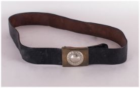 German Military Belt with metal buckle and logo 'GOTT MIT UNS'. Crown logo to inner circle.