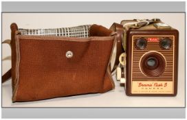 Kodak - Vintage Brownie Flash B Camera. Complete with Holder and Strap. Good Condition.