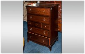 Stag Furniture. Mahogany Tall Boy Chest of Drawers with combination of various size drawers. 32