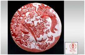 Royal Crown Derby Cabinet Plate 'Red Aves' design. Birds in foliage decoration. 10 inches in