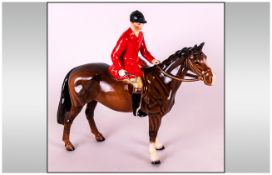 Beswick Horse and Rider Figure ' Huntsman ' Red Jacket, Model Num.1501. Designer A. Gredington.
