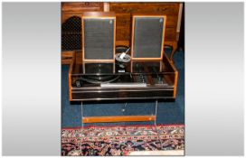 Retro Decca Stand Record Player and integral radio. Complete with speakers.