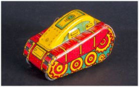 Tin Plate Clockwork Toy Tank, made by MAR c 1950's