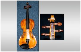 Cased Violin, Labelled Wolff Bros Violin Manufacturers N 1059 1891 Length of back 13.5 Inches.