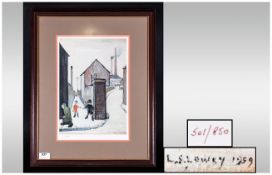 L.S.Lowry 1887-1976 Limited Edition Colour Print, no.501/850, 'Back Streets of Salford', mounted and