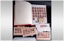 A5 Stamp Stock Book Containing several plated Queen Victroia penny reds and mint 1948 omnibus issue